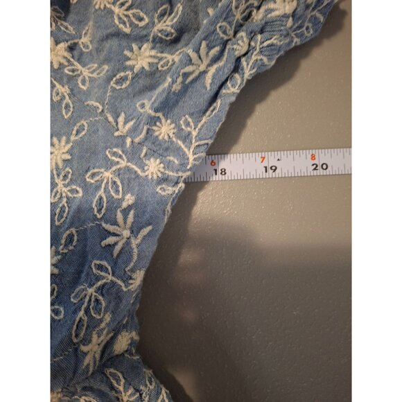 Old Navy Womens Peasant Tunic Dress Mini Blue Large Floral Embroidered Boho Chic - Picture 6 of 8